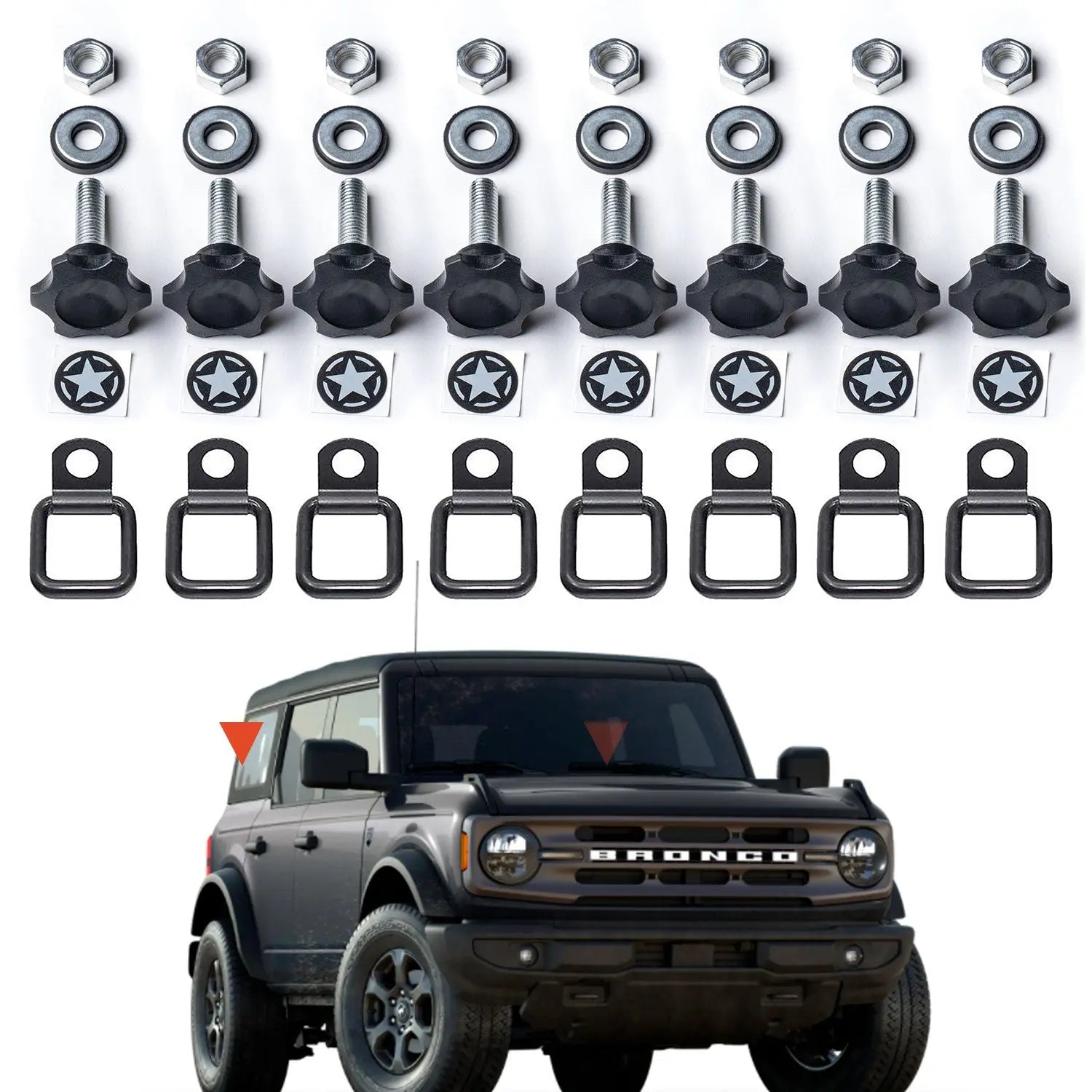 GP-Star Versatile Quick-Release Thumbscrew Set — Jeep Hardtop
