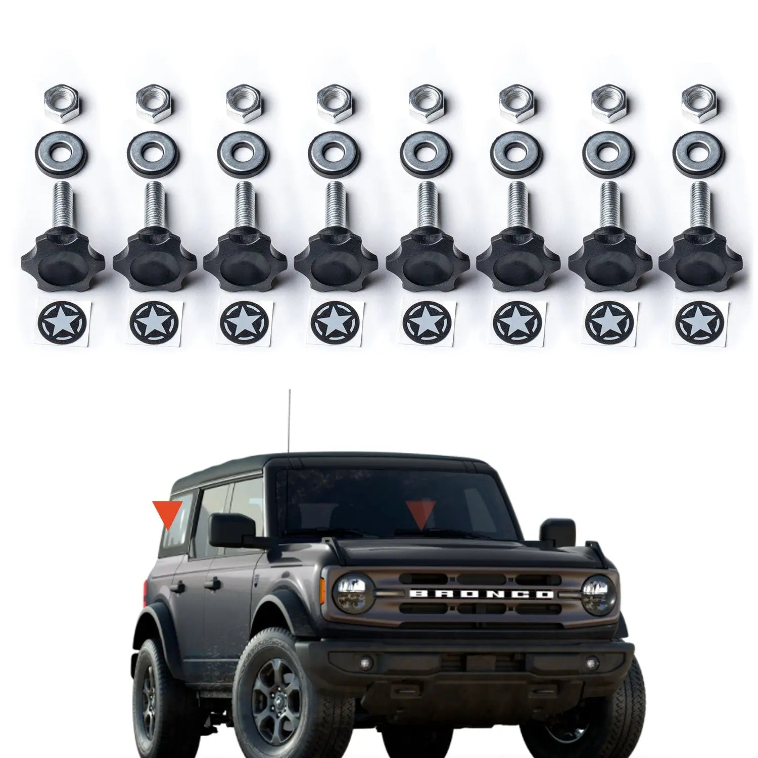 GP-Star Versatile Quick-Release Thumbscrew Set — Jeep Hardtop