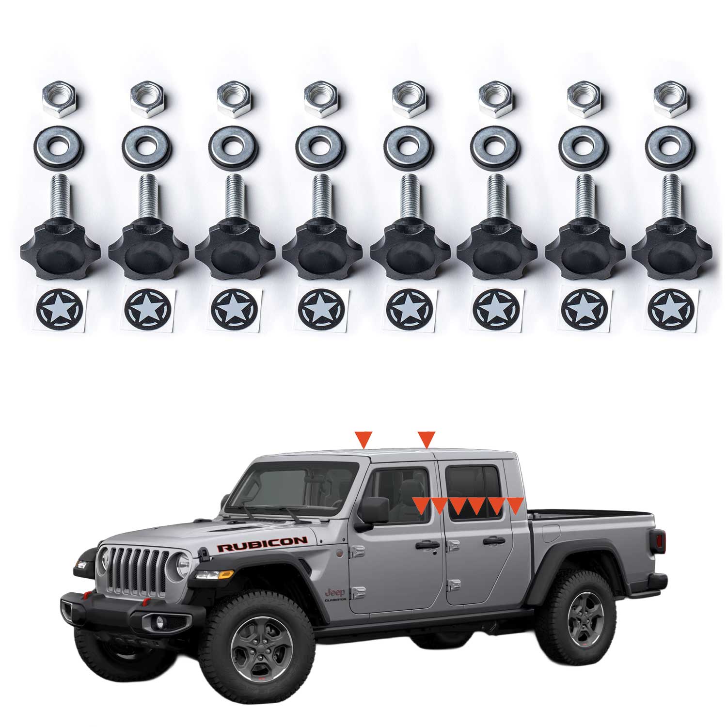 GP-Star Versatile Quick-Release Thumbscrew Set — Jeep Hardtop