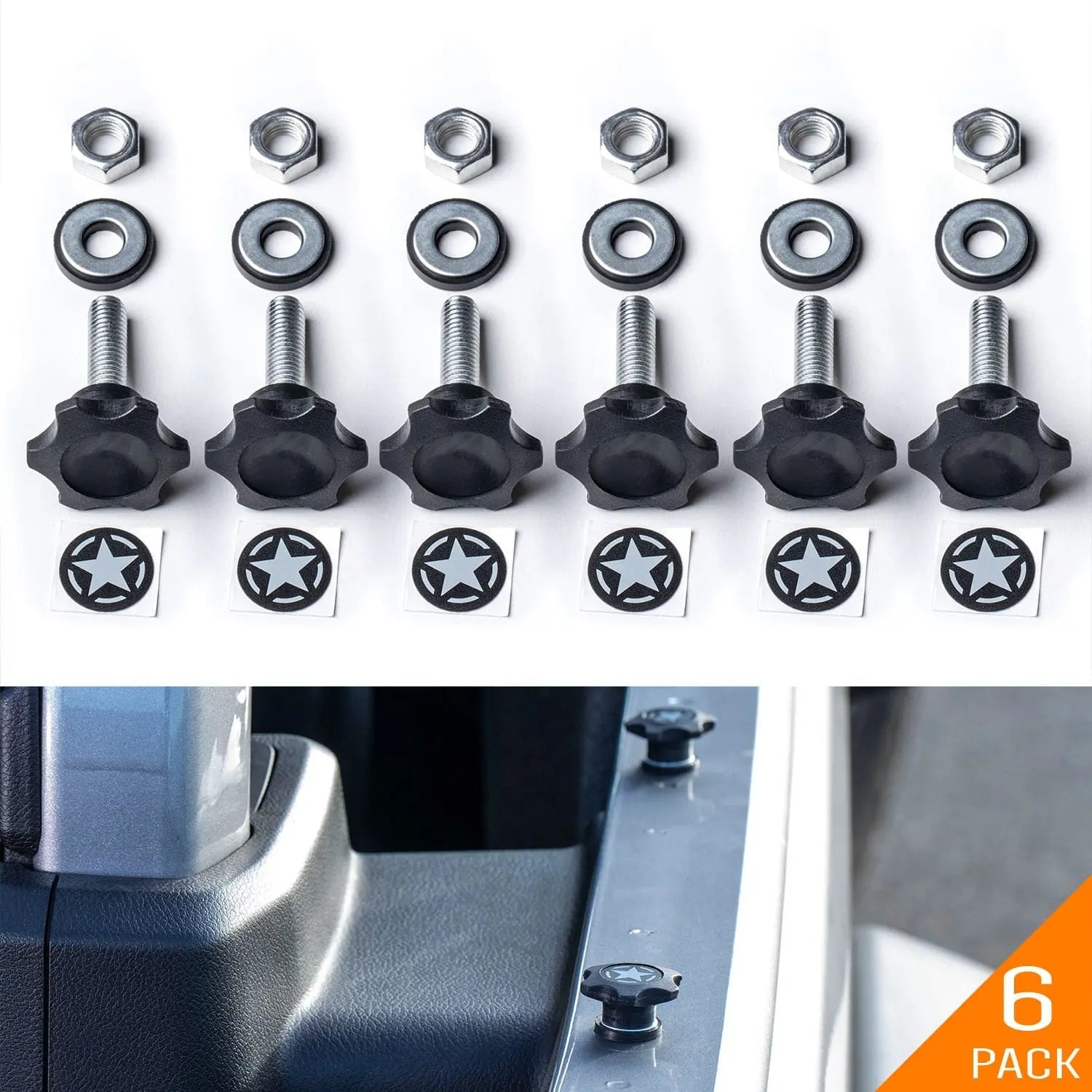 GP-Star Versatile Quick-Release Thumbscrew Set — Jeep Hardtop