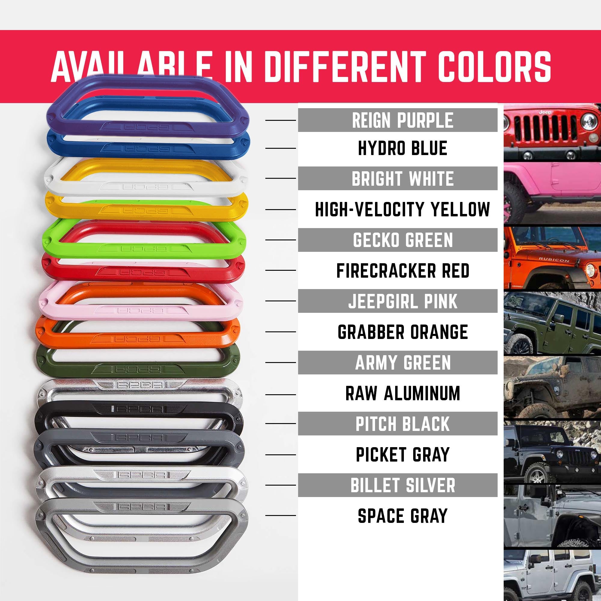 GP-Grip PRO Foldable Color Handles — Jeep Wrangler (2007–2023)